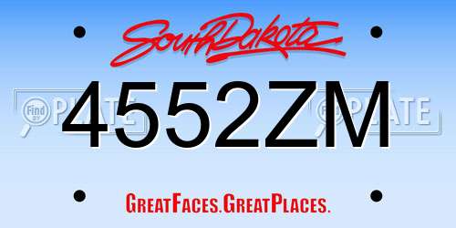 4552ZM South Dakota License Plate