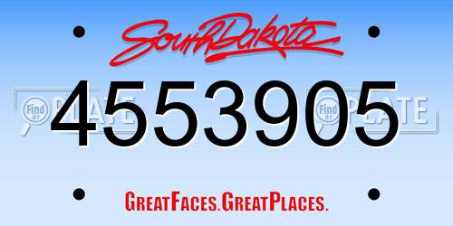 4553905 South Dakota License Plate
