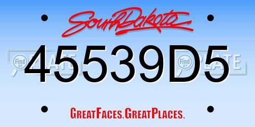 45539D5 South Dakota License Plate