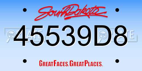 45539D8 South Dakota License Plate