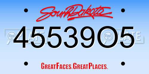45539O5 South Dakota License Plate