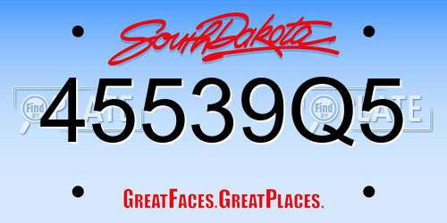 45539Q5 South Dakota License Plate
