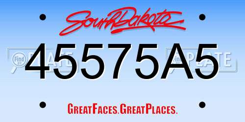 45575A5 South Dakota License Plate