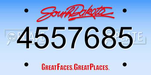 4557685 South Dakota License Plate