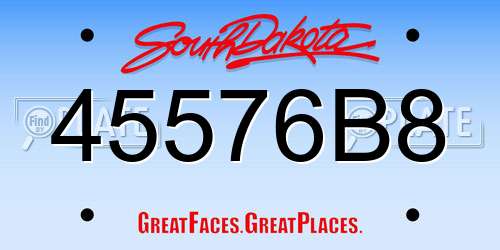 45576B8 South Dakota License Plate