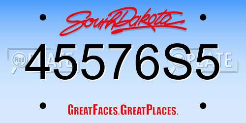 45576S5 South Dakota License Plate