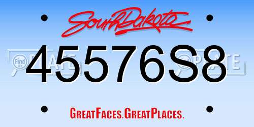 45576S8 South Dakota License Plate