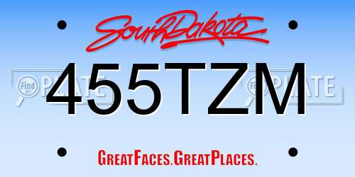 455TZM South Dakota License Plate