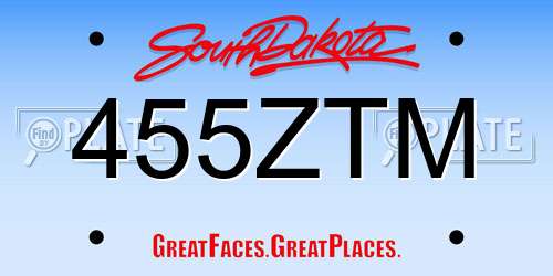 455ZTM South Dakota License Plate