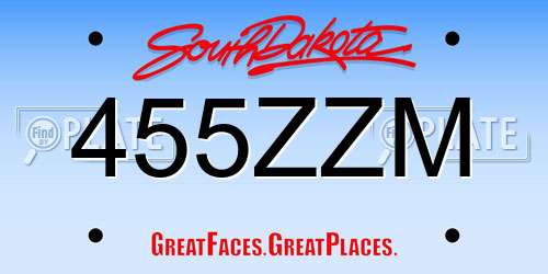 455ZZM South Dakota License Plate