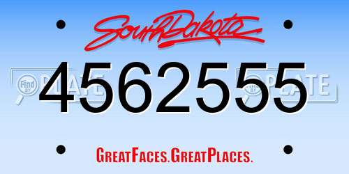 4562555 South Dakota License Plate