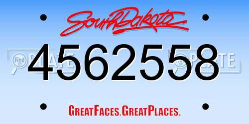4562558 South Dakota License Plate