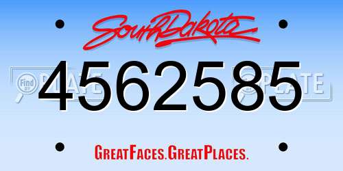 4562585 South Dakota License Plate