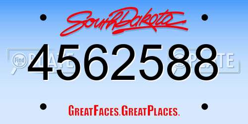 4562588 South Dakota License Plate