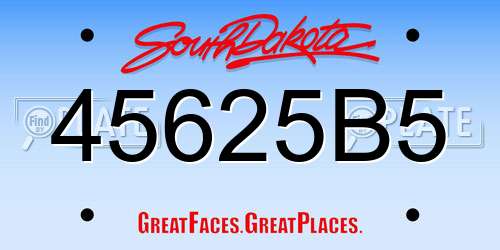 45625B5 South Dakota License Plate