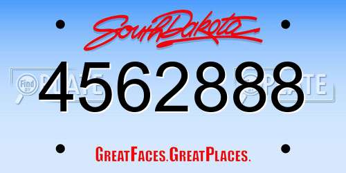 4562888 South Dakota License Plate