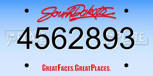 4562893 South Dakota License Plate