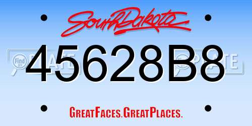 45628B8 South Dakota License Plate