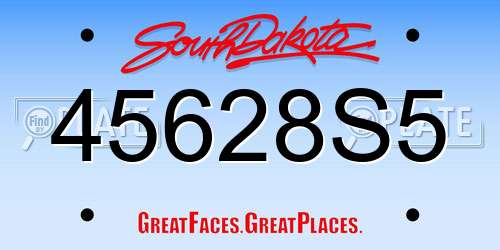 45628S5 South Dakota License Plate