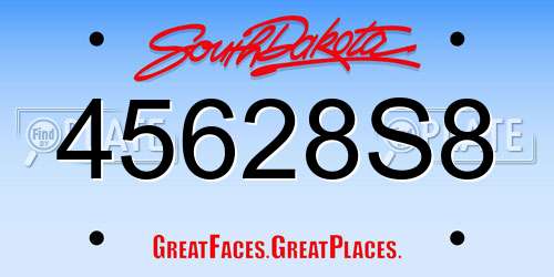 45628S8 South Dakota License Plate