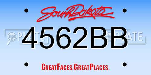 4562BB South Dakota License Plate
