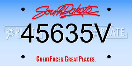 45635V South Dakota License Plate