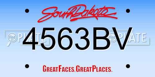 4563BV South Dakota License Plate