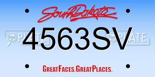 4563SV South Dakota License Plate