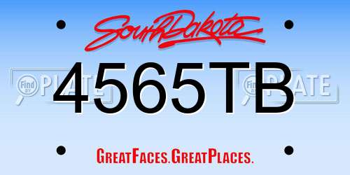 4565TB South Dakota License Plate