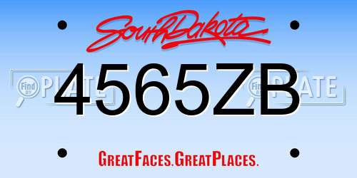 4565ZB South Dakota License Plate