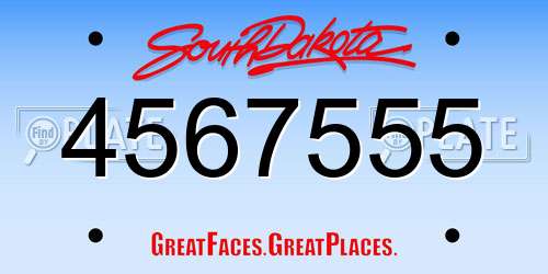 4567555 South Dakota License Plate