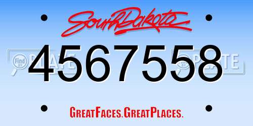 4567558 South Dakota License Plate