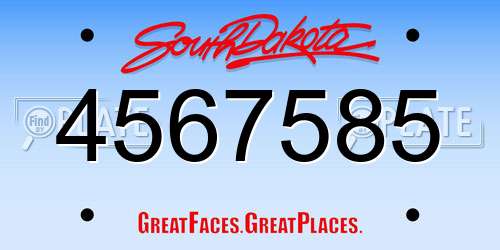 4567585 South Dakota License Plate