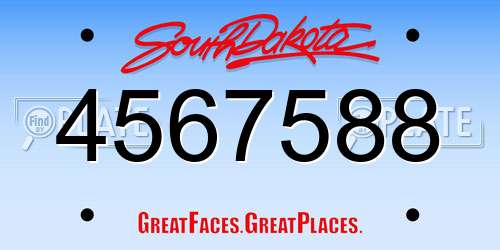 4567588 South Dakota License Plate