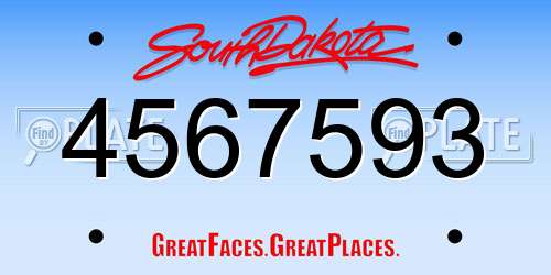 4567593 South Dakota License Plate