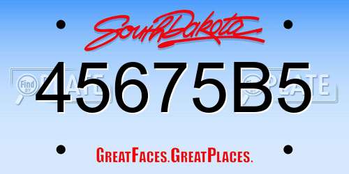 45675B5 South Dakota License Plate