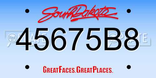 45675B8 South Dakota License Plate