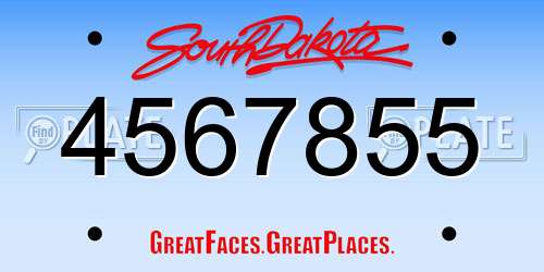 4567855 South Dakota License Plate