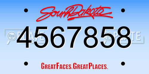4567858 South Dakota License Plate