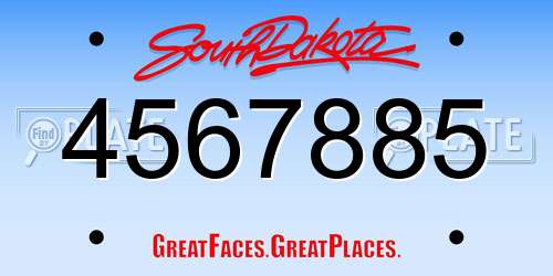 4567885 South Dakota License Plate