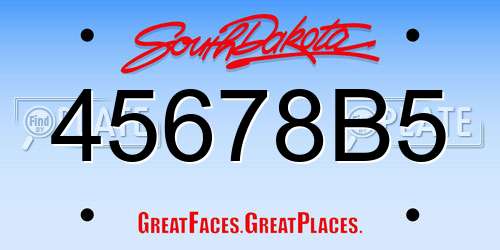 45678B5 South Dakota License Plate