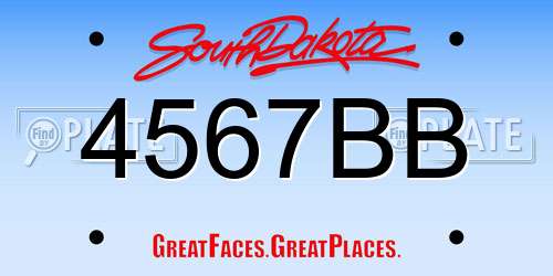 4567BB South Dakota License Plate