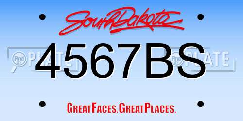 4567BS South Dakota License Plate