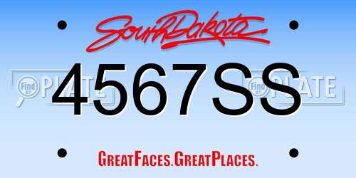 4567SS South Dakota License Plate