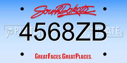 4568ZB South Dakota License Plate