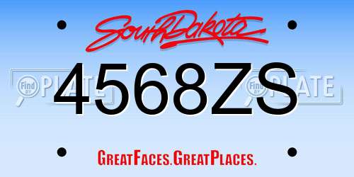 4568ZS South Dakota License Plate