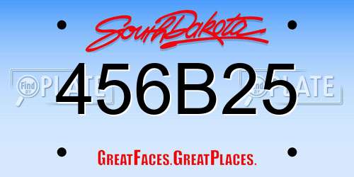 456B25 South Dakota License Plate
