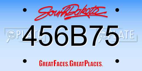 456B75 South Dakota License Plate
