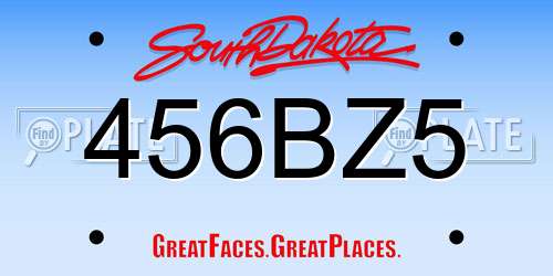456BZ5 South Dakota License Plate