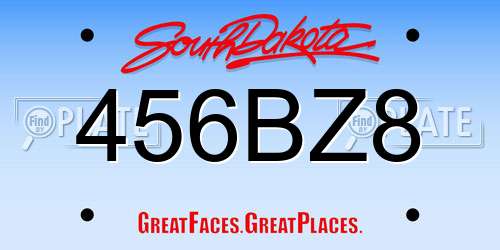 456BZ8 South Dakota License Plate